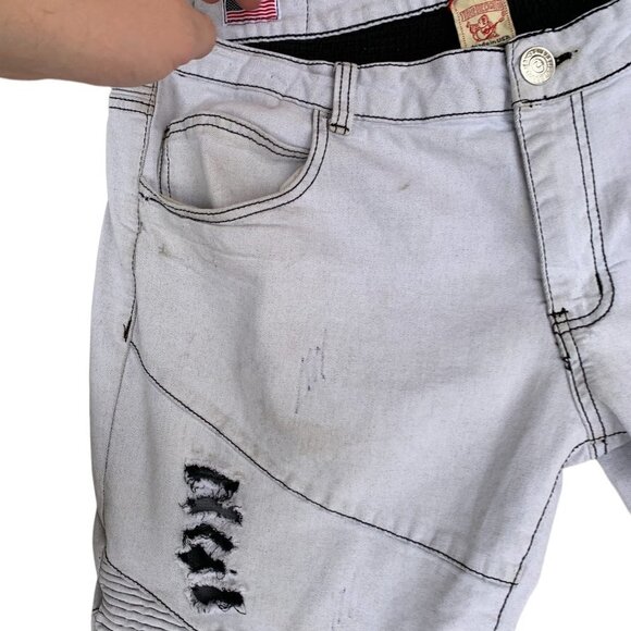 VINTAGE True Religion Jeans Size 36 MOTO White Stained - Picture 8 of 12